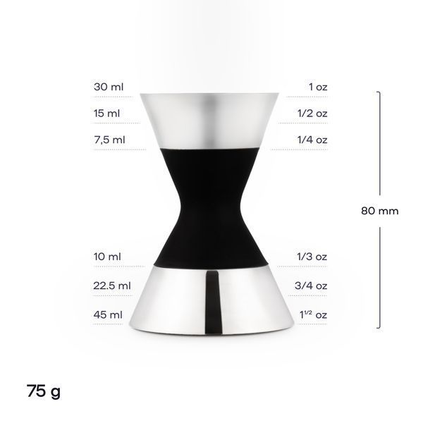 Джиггер 1 oz X 1 1/2 oz (30/45мл) с антискользящим покрытием Серебристый 30884-Ji-30x45-a-s фото