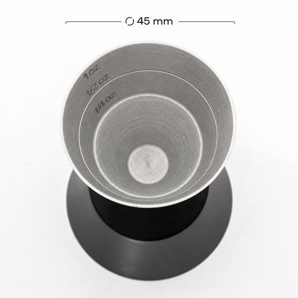 Джиггер 1 oz X 1 1/2 oz (30/45мл) с антискользящим покрытием Черный 54321-Ji-30x45-a-b фото