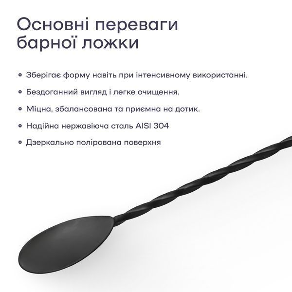 Барная ложка 27 см с мадлером Черная 43823-BS-27cm-t-b фото