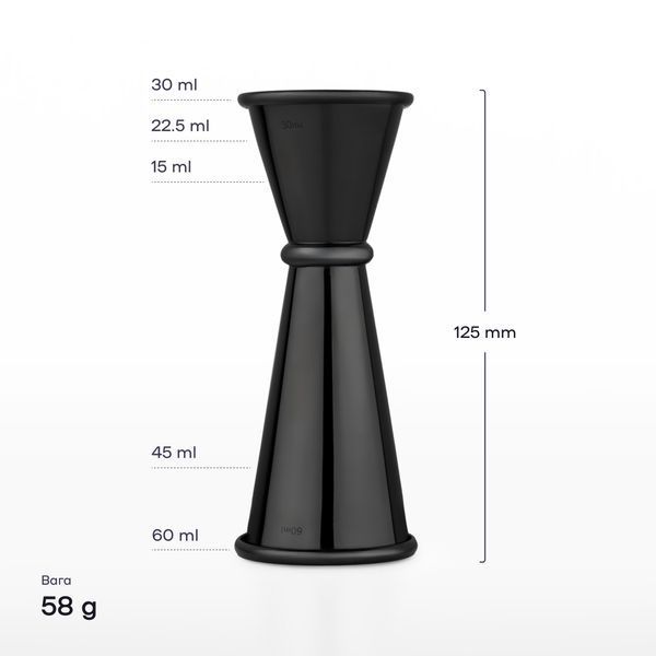 Джиггер 30/60 мл с делениями 15/22,5/45 мл Черный 07345-Ji-30x60-j-b фото