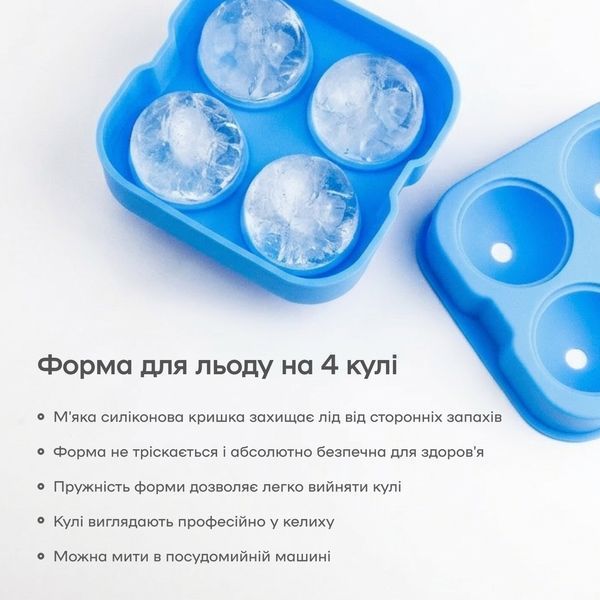 Форма для льда на 4 сферы Голубая 22674-FO-4-b-s фото